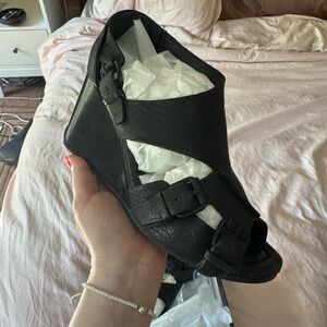 Alexander Wang Black Wedge Gladiator Sandals size 37 Like new